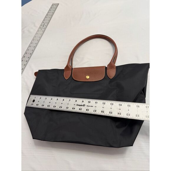 LONGCHAMP Le Pliage Large Foldable Nylon Shoulder Tote Black/Brown - Picture 7 of 15